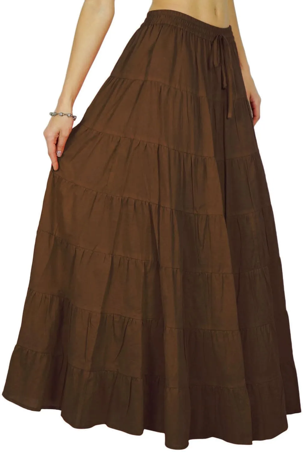Women's Summer Cotton Skirt Ethnic Design Drawstring Waist