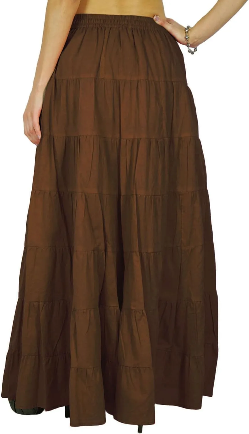 Women's Summer Cotton Skirt Ethnic Design Drawstring Waist