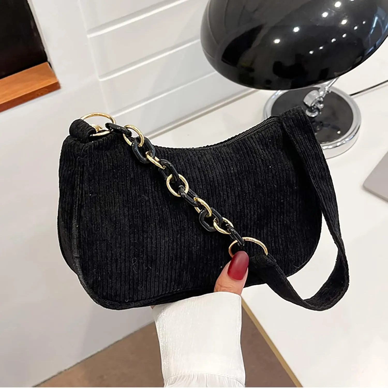 Women's Trendy Purses Vegan Leather Hobo Handbags Casual Travel Tote Foldable Hobo Bags Lightweight Puffer Bag(Black)