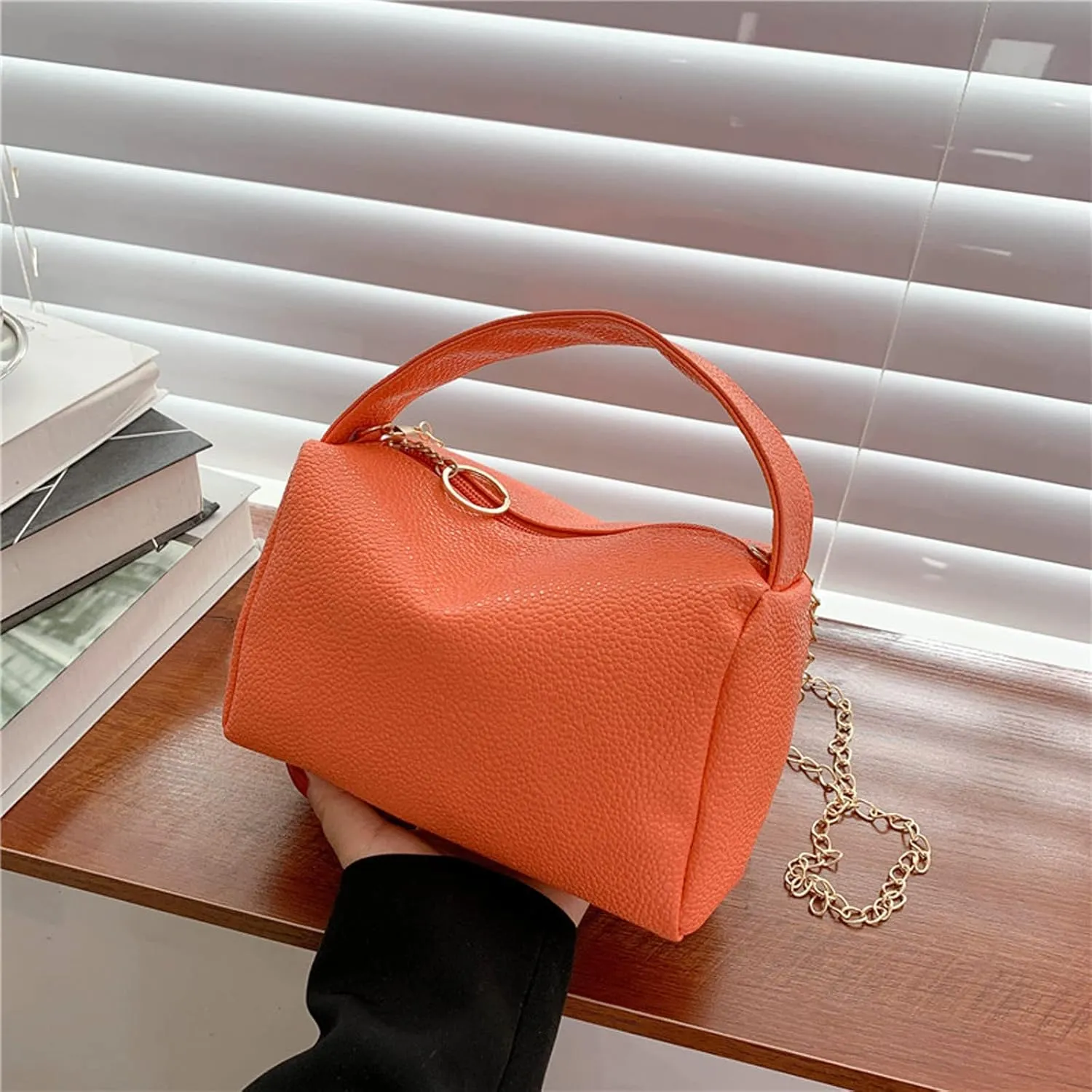 Women's Trendy Purses Vegan Leather Hobo Handbags Trendy Designer Shoulder Bags for Women Womens Shoulder Purse(Orange)