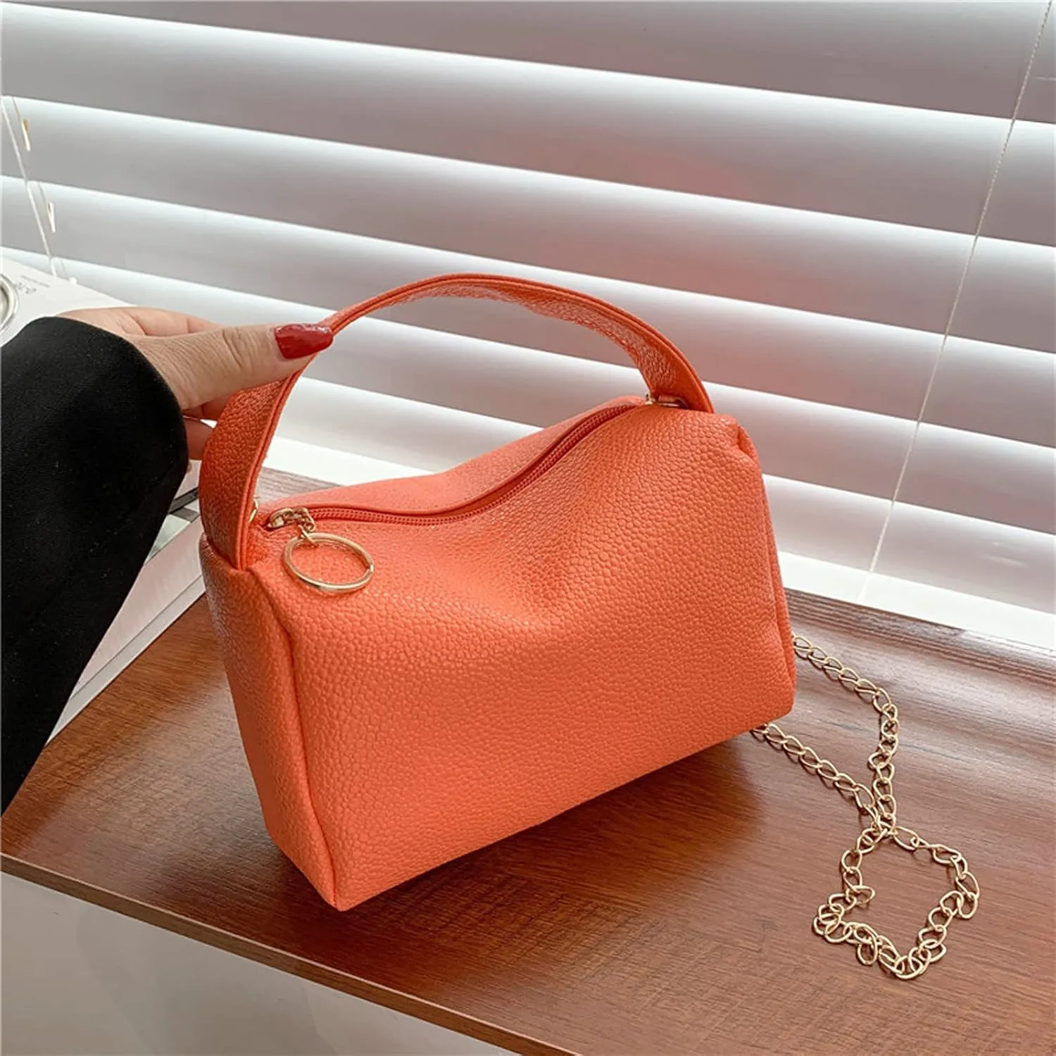 Women's Trendy Purses Vegan Leather Hobo Handbags Trendy Designer Shoulder Bags for Women Womens Shoulder Purse(Orange)