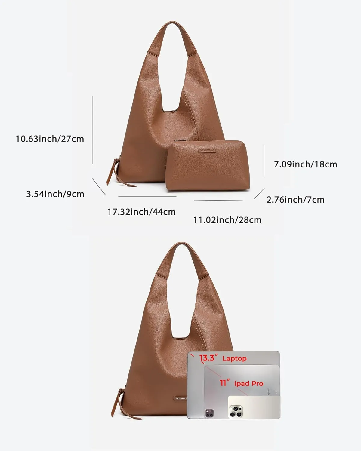 Women's Vegan Leather Hobo Shoulder Bag - Lightweight Spacious Handbag for Work Commute, Travel & Daily Use