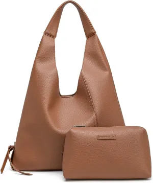 Women's Vegan Leather Hobo Shoulder Bag - Lightweight Spacious Handbag for Work Commute, Travel & Daily Use