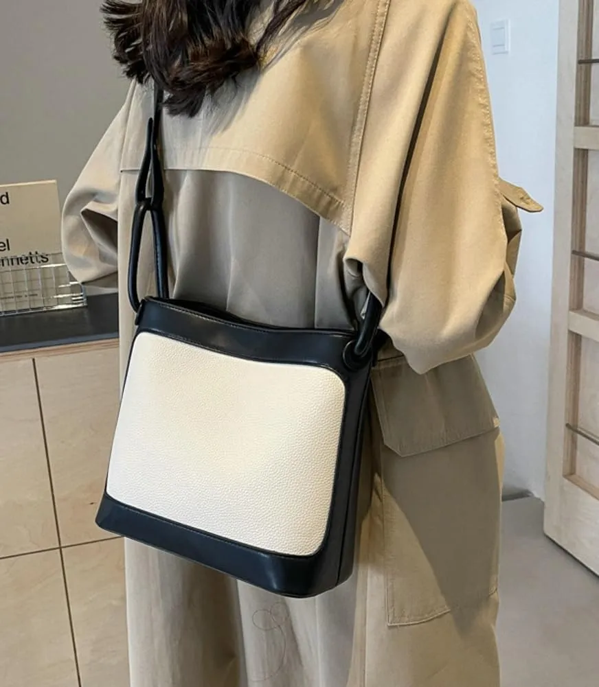 Womens Vegan Leather Shoulder Bag Trendy Bucket Bags Hobo Tote Bag Vintage Large Crossbody Bags Purse