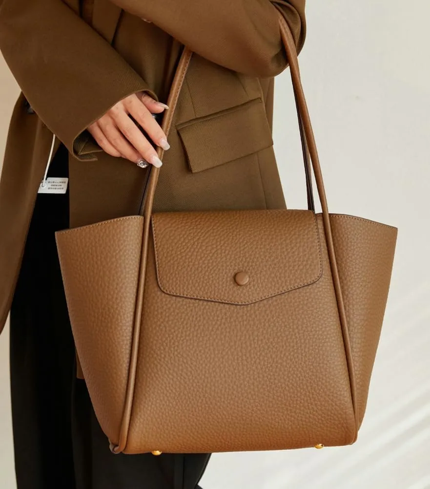 Womens Vegan Leather Tote Bag Stylish Work Shoulder Purse Spacious Shopping Handbag Top Handle Satchels 2pcs