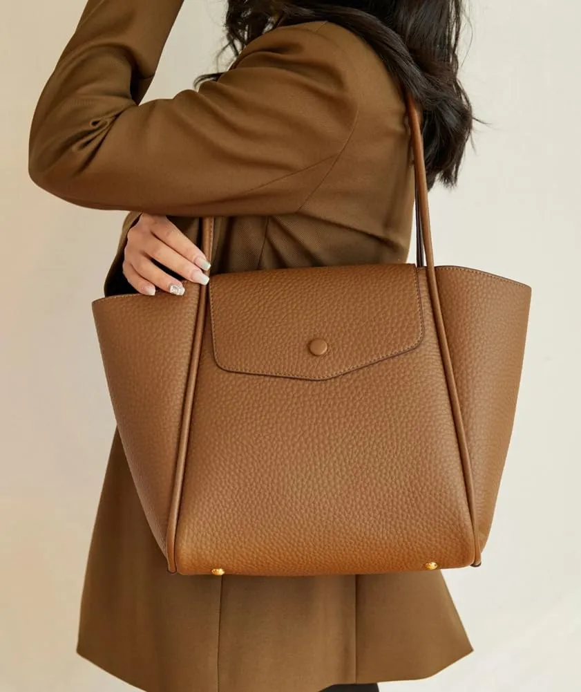 Womens Vegan Leather Tote Bag Stylish Work Shoulder Purse Spacious Shopping Handbag Top Handle Satchels 2pcs