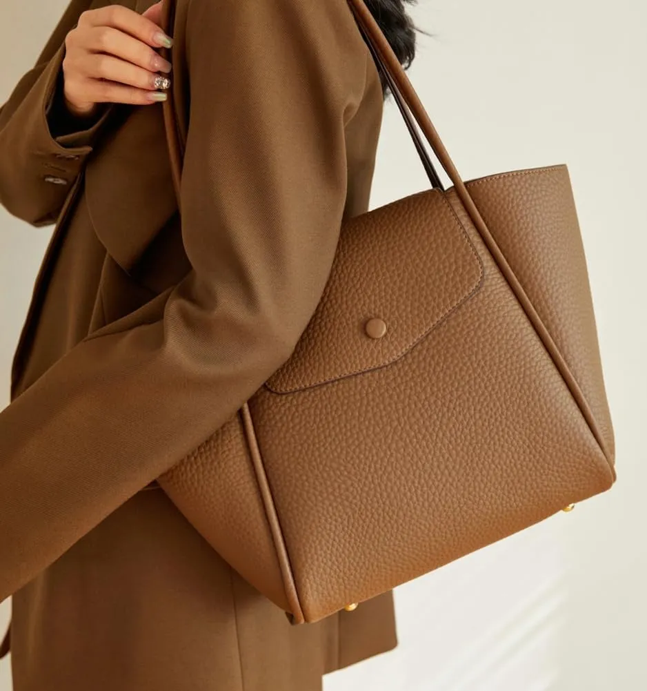 Womens Vegan Leather Tote Bag Stylish Work Shoulder Purse Spacious Shopping Handbag Top Handle Satchels 2pcs