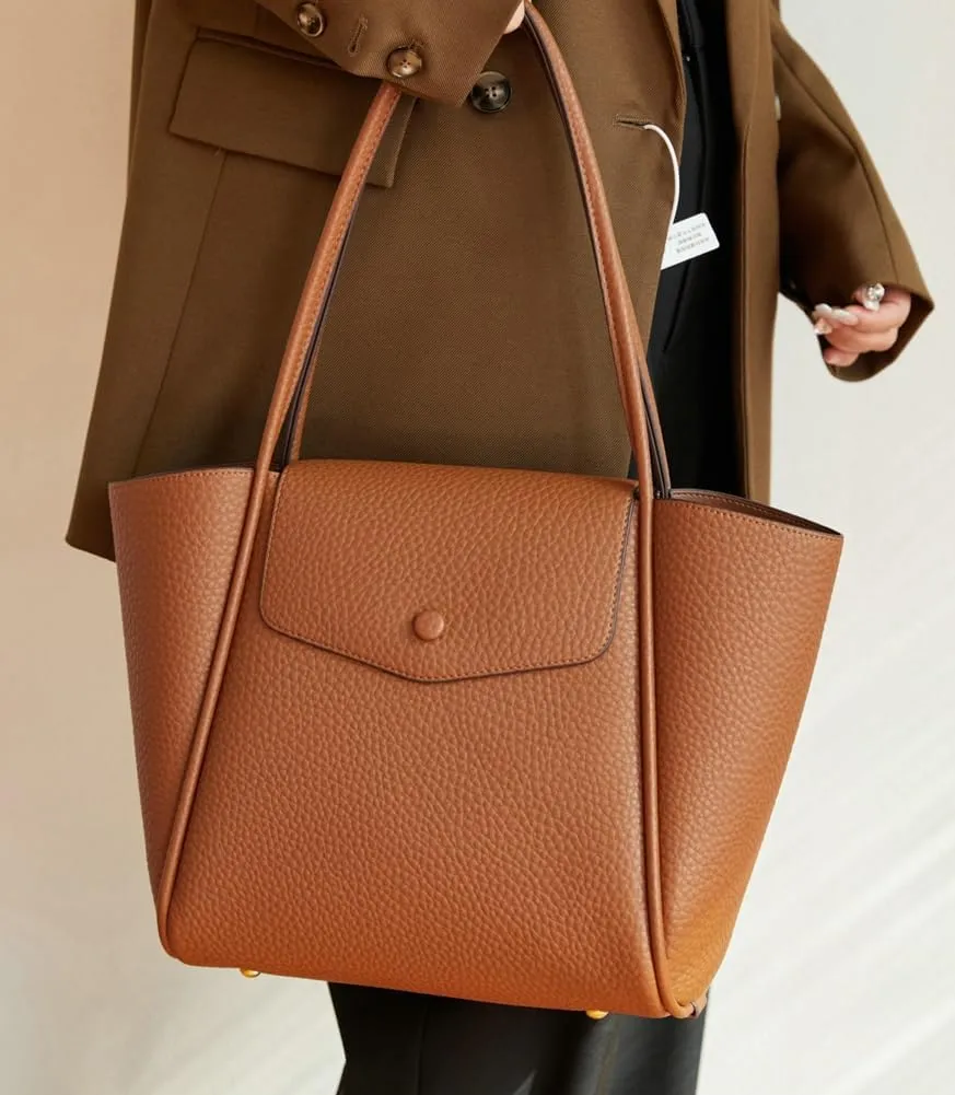 Womens Vegan Leather Tote Bag Stylish Work Shoulder Purse Spacious Shopping Handbag Top Handle Satchels 2pcs