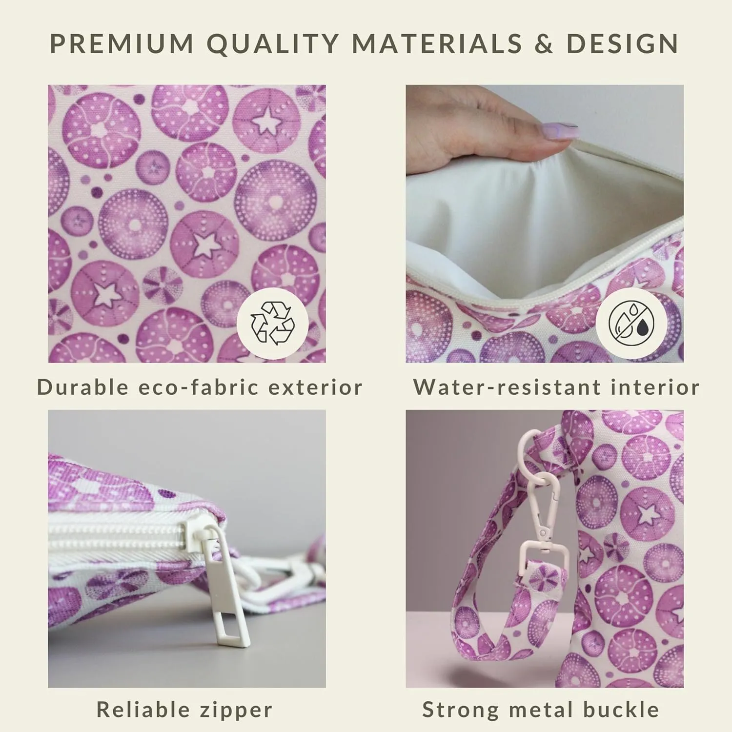 Wristlet Bag, Convenient Buckle Loop Strap, Ample Storage, Eco Fabric, Everyday Travel Vacation Accessory