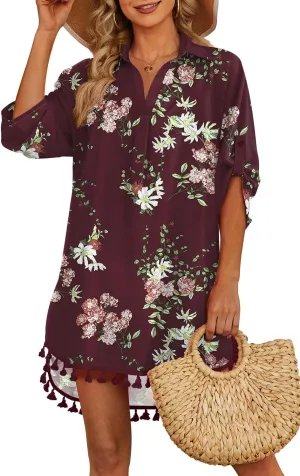 Yincro Women Swimsuit Cover Up Shirt 2025 Tassel Beach Bathing Suit for Swimwear Bikini Dress