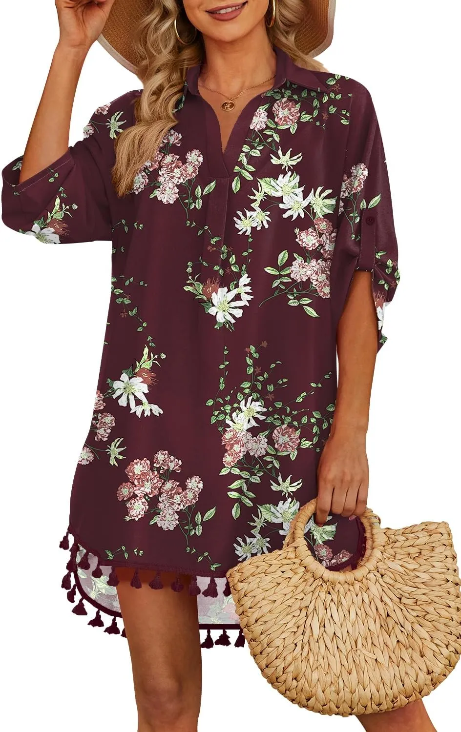 Yincro Women Swimsuit Cover Up Shirt 2025 Tassel Beach Bathing Suit for Swimwear Bikini Dress