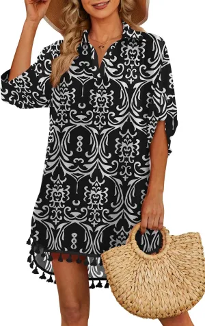 Yincro Women Swimsuit Cover Up Shirt 2025 Tassel Beach Bathing Suit for Swimwear Bikini Dress