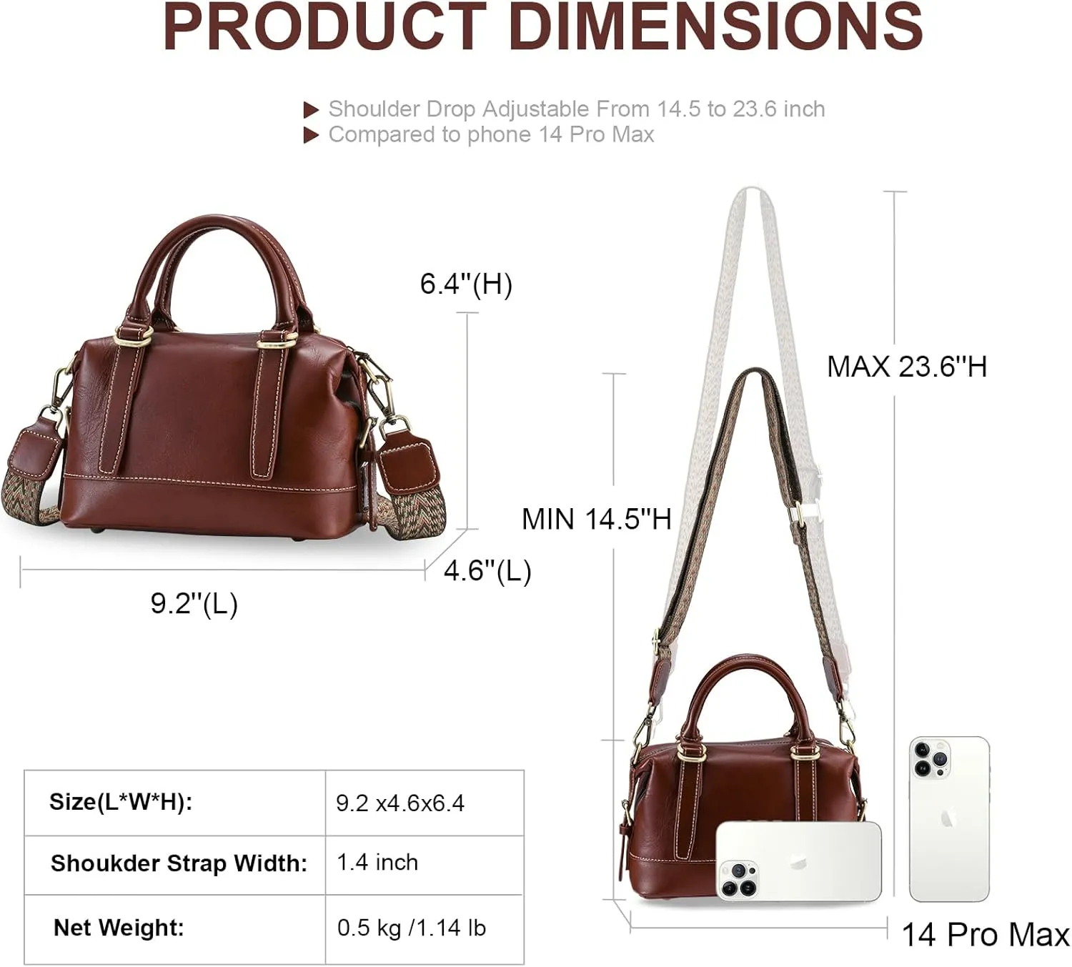 Yonami Women's Genuine Leather Crossbody Bag - Compact & Lightweight Designer Handbags
