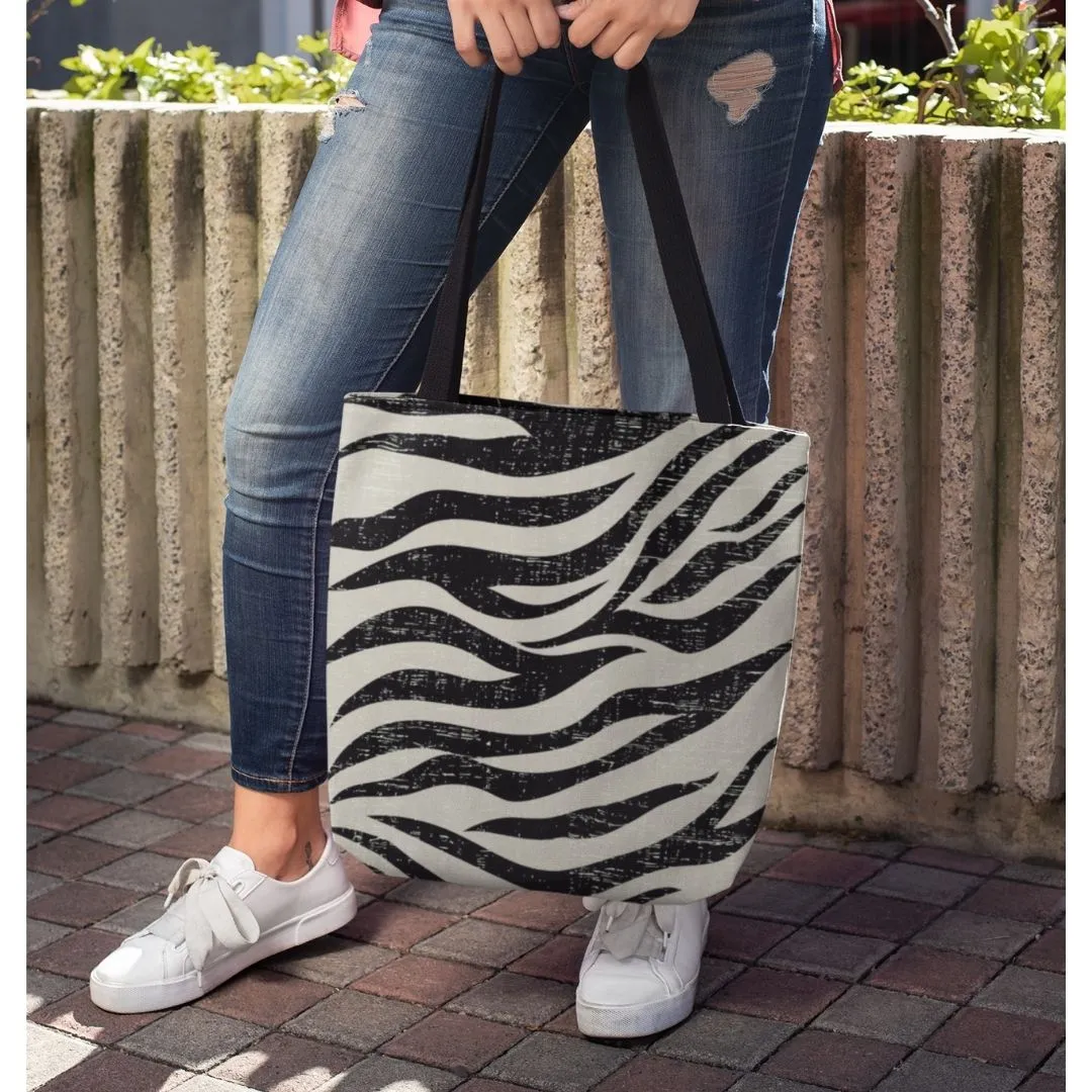 Zebra Print Beach Shopper Tote Bag Medium